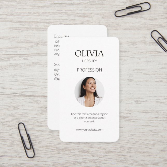 Sozialer QR-Code für weißes Foto Visitenkarte (Vorderseite/Rückseite Beispiel)