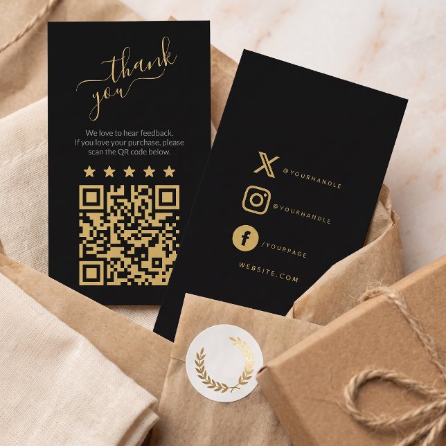 Sozialer QR-Code Gold-Scan zum Bewerten Begleitkarte (Social QR code gold scan to review Enclosure Card)