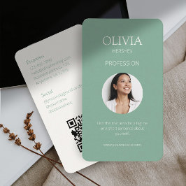 Sozialer QR-Kodex für grünes Foto Visitenkarte