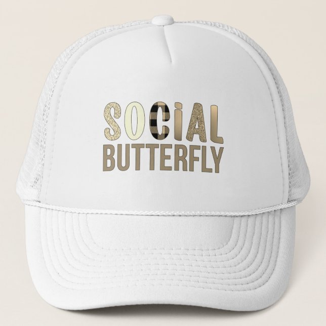 Sozialer Schmetterling Truckerkappe (Vorderseite)