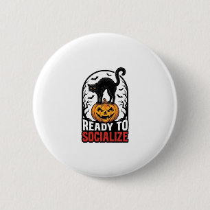 Soziales Halloween-Katz-gruselig-Party-Humor-Desig Button