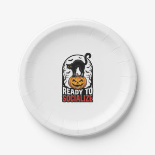 Soziales Halloween-Katz-Gruselparty-Humor-Design_1 Pappteller