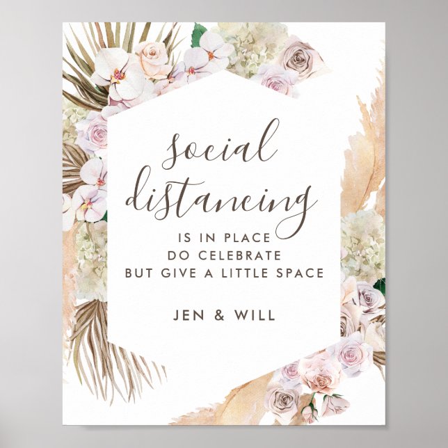 Soziales Hochzeitszeichen Pampas Grass Poster (Vorne)