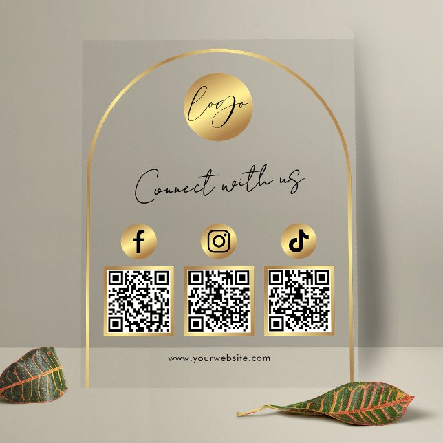 Soziales Medien Goldener Bogen Logo QR Code Transp Acrylschild (Von Creator hochgeladen)