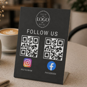 Soziales-Medien-QR-Code-Tischdisplay Sockelschild