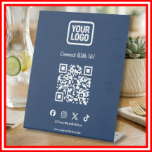 Soziales-Medien-Tisch-Schild | Instagram Navy QR
