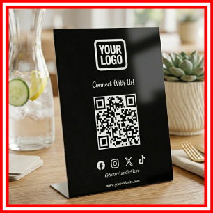 Soziales-Medien-Tisch-Schild Instagram TikTok X Sockelschild