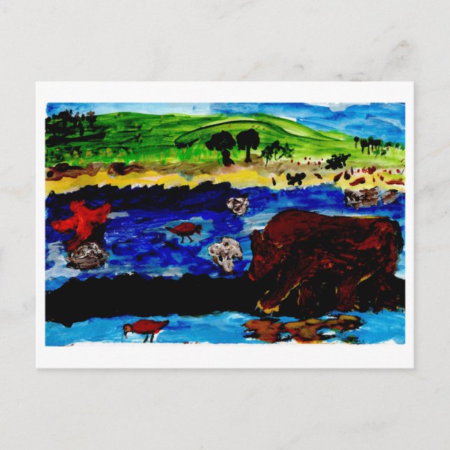 Soziales Wasserloch mit Bärenpostkarte Postkarte (Vorderseite)