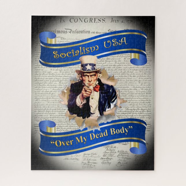 Sozialismus USA ~ "Over My Dead Body" ~ Onkel Sam  Puzzle (Vertikal)