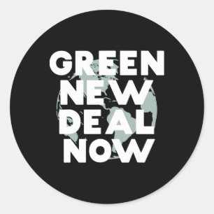 Sozialistischer New Green Deal jetzt T Shirt Runder Aufkleber