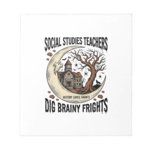 Sozialkunde-Lehrer-Shirt Spooky Brainy Frights Notizblock