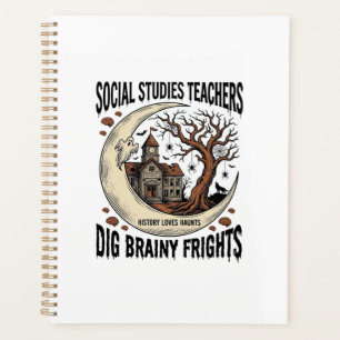 Sozialkunde-Lehrer-Shirt Spooky Brainy Frights Planer