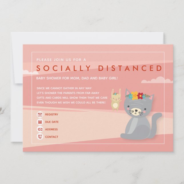 Soziallich getrennte Babydusche Einladung (Vorderseite)