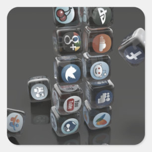 SOZIALUATION - Überlastung der sozialen Medien Quadratischer Aufkleber