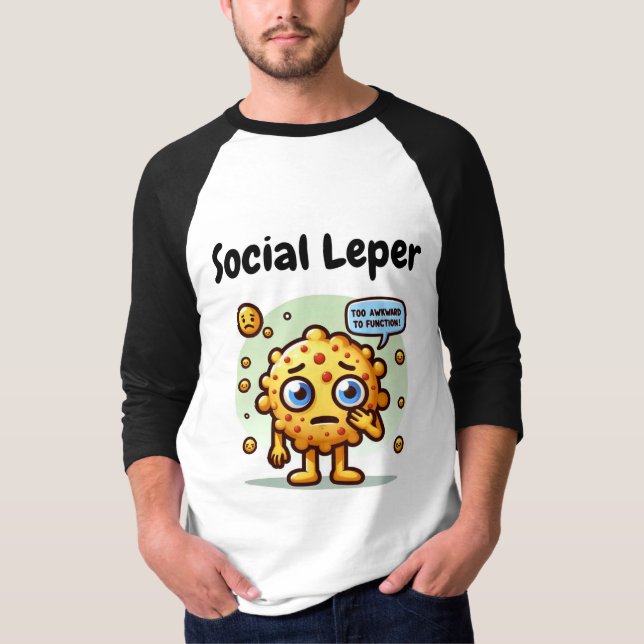 Sozialwärter Funny Cartoon Emoji Männer 3/4 Schläf T-Shirt (Vorderseite)
