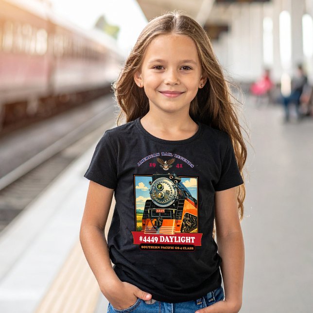 SP GS-4 Dampflokomotive Vintage Poster T-Shirt (SP GS-4 Daylight Steam Locomotive Vintage Poster. Girl Basic Black T-Shirt )