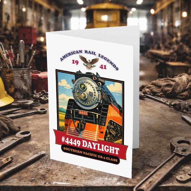 SP GS-4 Daylight 4449 Steam Locomotive Retro Print Dankeskarte (SP GS-4 Daylight 4449 Steam Locomotive Retro Print. Thank You Card)