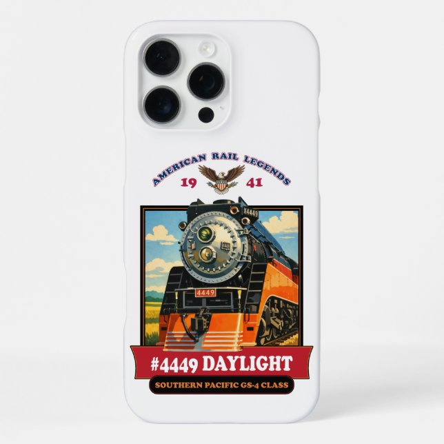 SP GS-4 Daylight 4449 Steam Locomotive Retro Print iPhone Hülle (Rückseite)