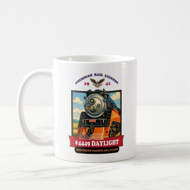 SP GS-4 Daylight 4449 Steam Locomotive Retro Print Kaffeetasse (Links)