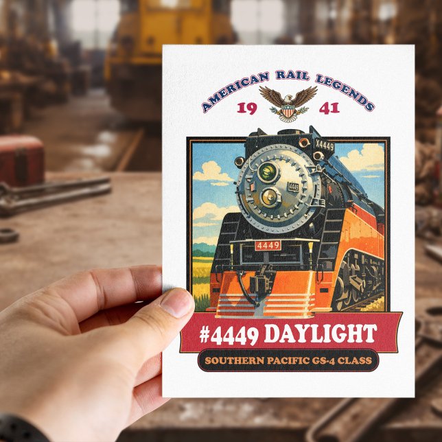 SP GS-4 Daylight 4449 Steam Locomotive Retro Print Postkarte (SP GS-4 Daylight 4449 Steam Locomotive Retro Print. Postcard)