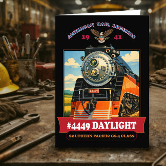 SP GS-4 Daylight Steam Locomotive Vintage Poster Dankeskarte