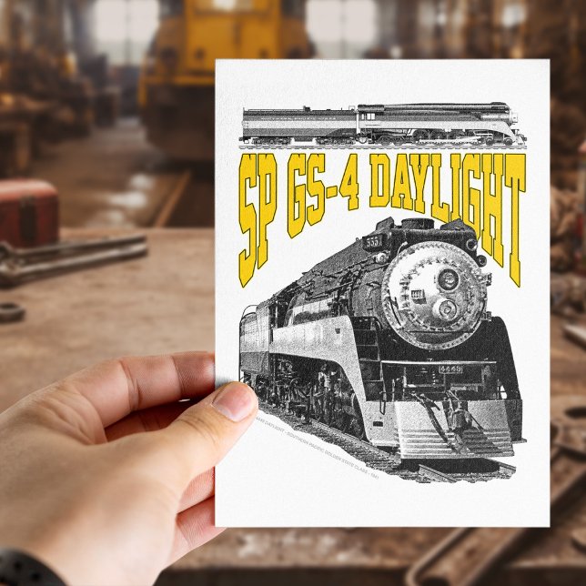 SP GS-4 Tageslicht 4449 Dampflokomototive Postkarte (SP GS-4 Daylight 4449 Steam Train Locomotive. Postcard)