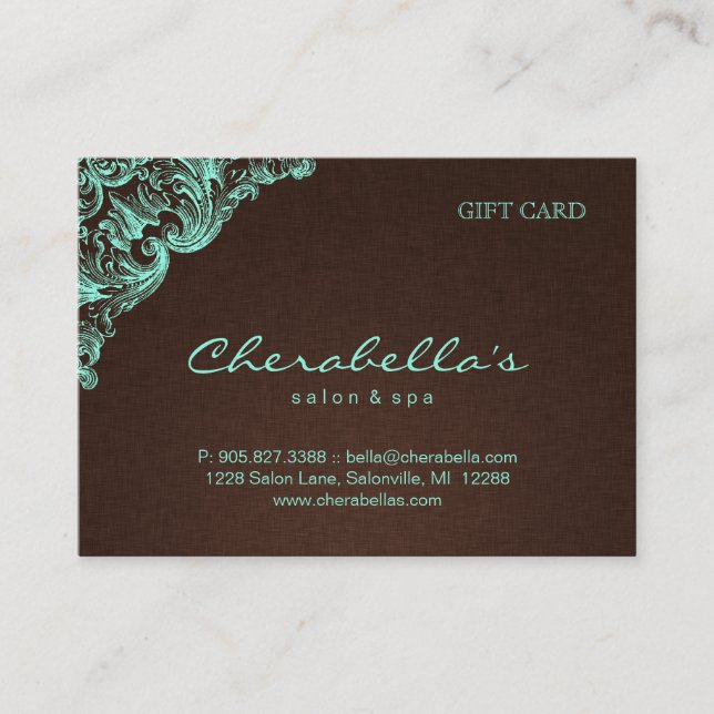 Spa Gift Card Spa Linen Brown Mint Rabattkarte (Vorderseite)