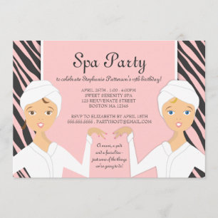 Spa-Mädchen-Geburtstags-Spa-Party-Einladung   Zebr Einladung