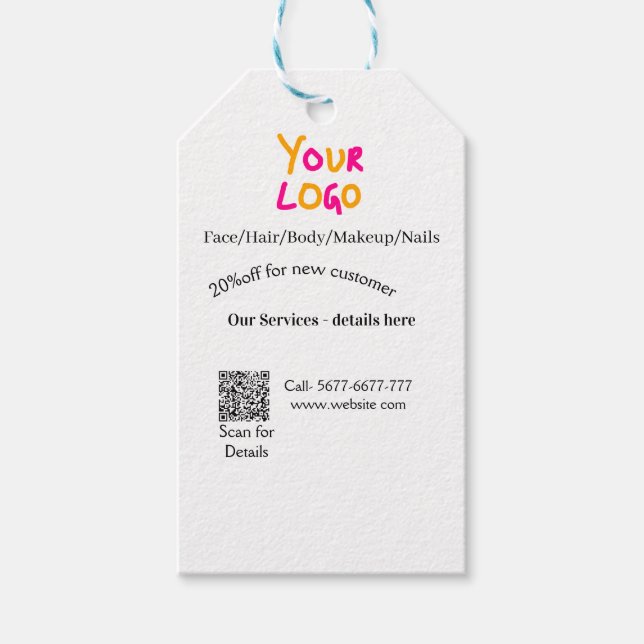 Spa massage salon discount offer services contact  geschenkanhänger (Vorderseite)