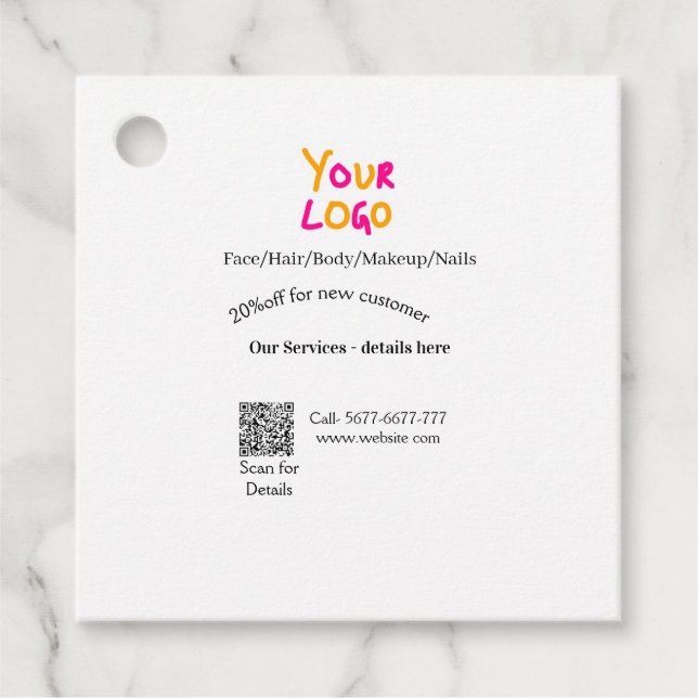 Spa massage salon discount offer services contact  geschenkanhänger (Vorderseite)