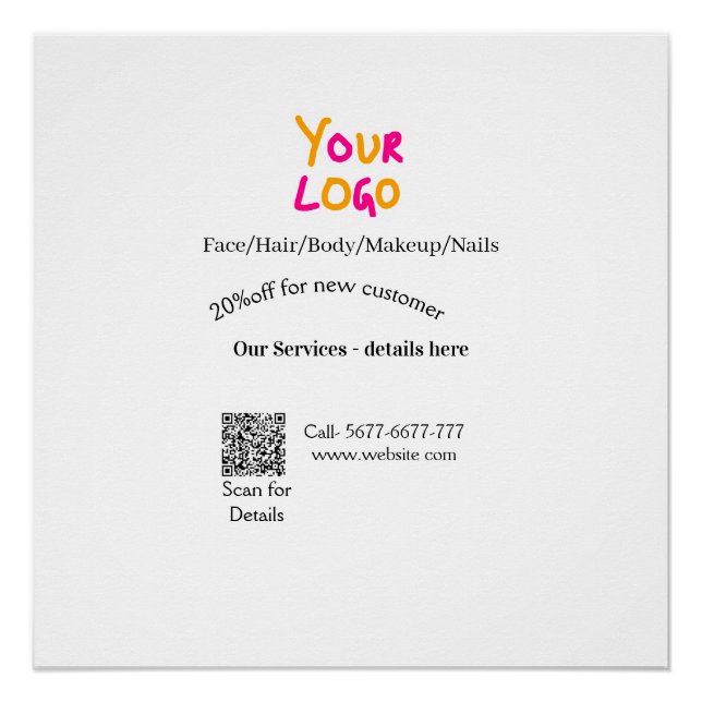 Spa massage salon discount offer services contact  poster (Vorderseite)