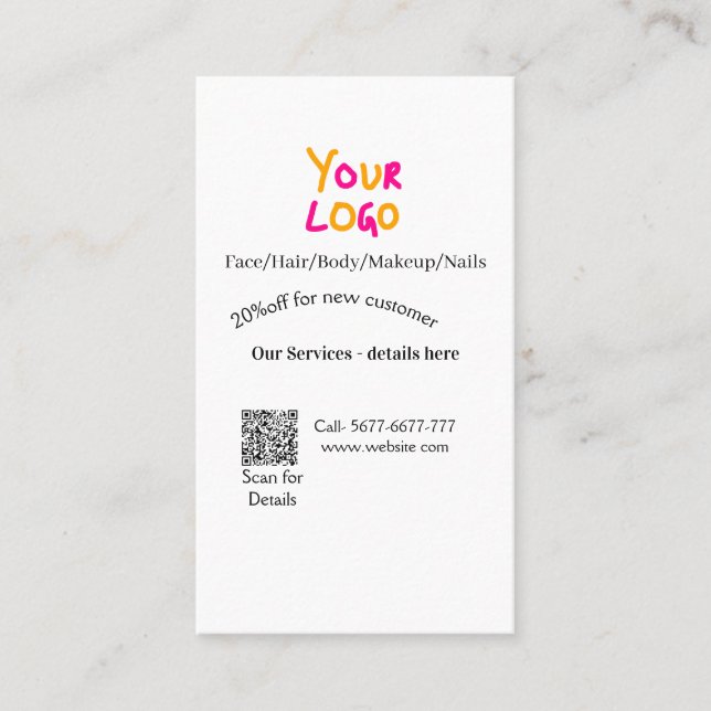 Spa massage salon discount offer services contact  visitenkarte (Vorderseite)