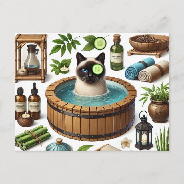 Spa-Party für Siamese-Katzenliebhaber  Postkarte (Vorderseite)