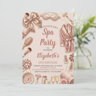 Spa Party Glitz Glam Glamour Girl Makeup Birthday Einladung