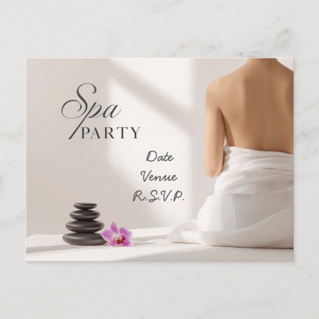 Spa Party Minimal Wellness Design Postkarte (Vorderseite)