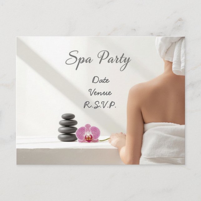 Spa Party Minimal Wellness Design Postkarte (Vorderseite)