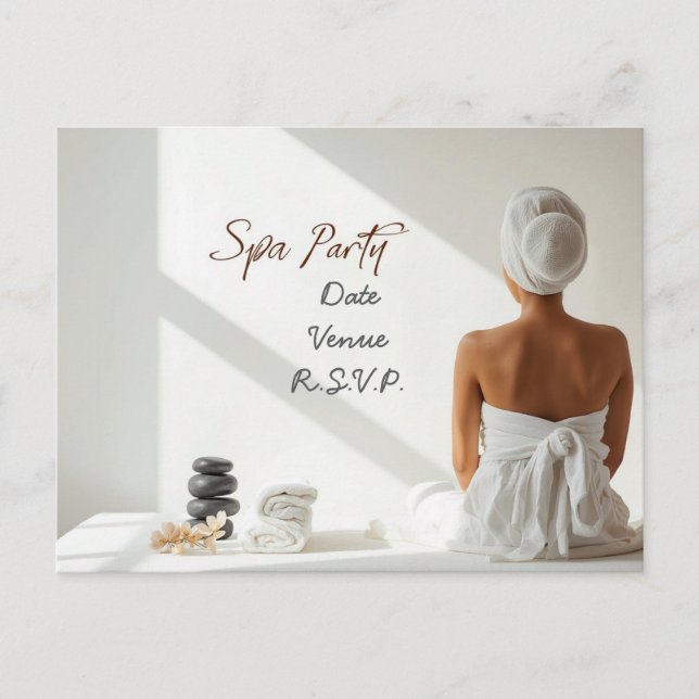 Spa Party Minimal Wellness Design Postkarte (Vorderseite)