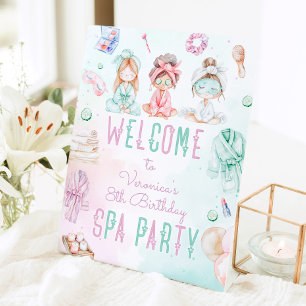Spa-Party Pastell Geburtstagsbegrüßung Sockelschild