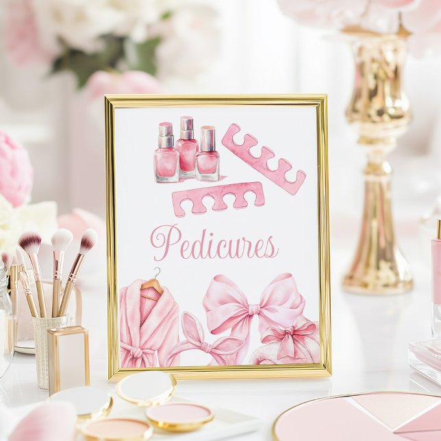 Spa Party Pink Birthday Pedicure Sign Poster (Von Creator hochgeladen)