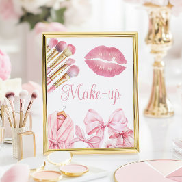Spa-Party Pink Geburtstags-Make-up-Schild Poster