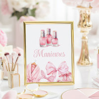 Spa-Party Pink Geburtstags-Manicure-Tischschild