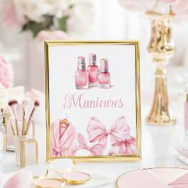Spa-Party Pink Geburtstags-Manicure-Tischschild Poster