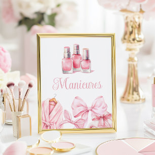 Spa-Party Pink Geburtstags-Manicure-Tischschild Poster