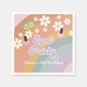 Spa-Party Retro-Regenbogen-Geburtstag Serviette