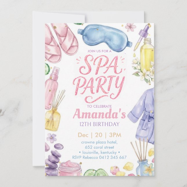Spa-Party Spa-Geburtstag Einladung (Vorderseite)