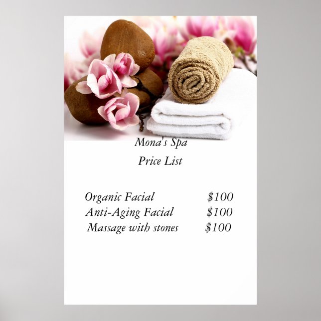 Spa-Preisliste Poster (Vorne)