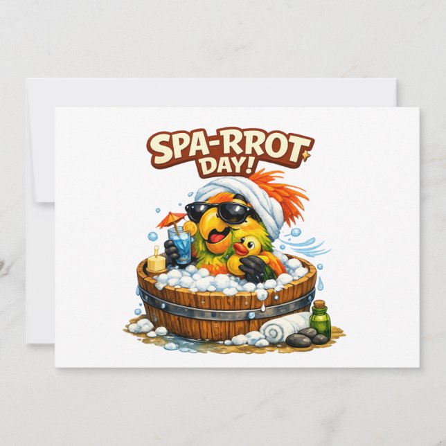 Spa-rrrot Day Funny Parrot Spa Relax Design Einladung (Vorderseite)