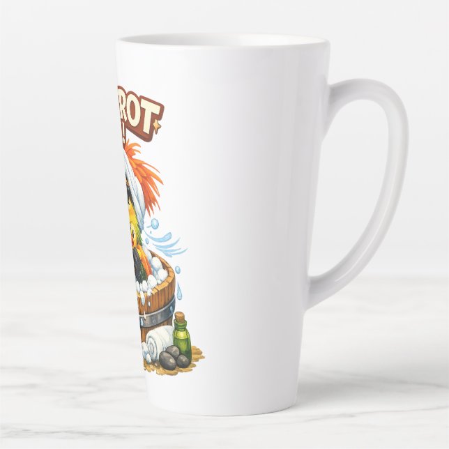 Spa-rrrot Day Funny Parrot Spa Relax Design Milchtasse (Rechts)