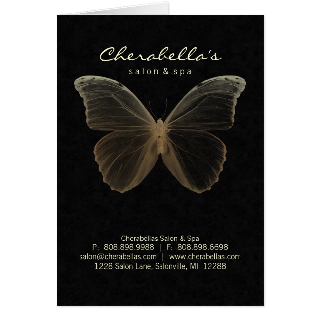 Spa Salon Brochure Greeting Card Beige Butterfly (Vorne)
