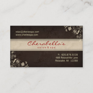 Spa-Salon Visitenkarte Florale Schmetterlinge Brau